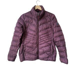 Abercrombie & Fitch Womens Down Puffer Coat Jacket L Lightweight Packable Zip